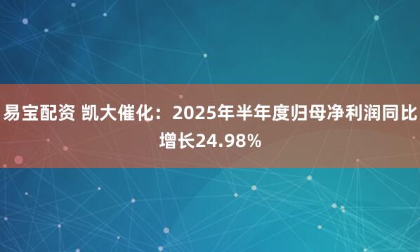易宝配资 凯大催化：2025年半年度归母净利润同比增长24.98%