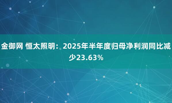 金御网 恒太照明：2025年半年度归母净利润同比减少23.63%